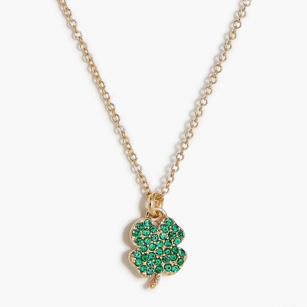 J. Crew Emerald Island Clover Pendant Necklace/NWT - Picture 2 of 8